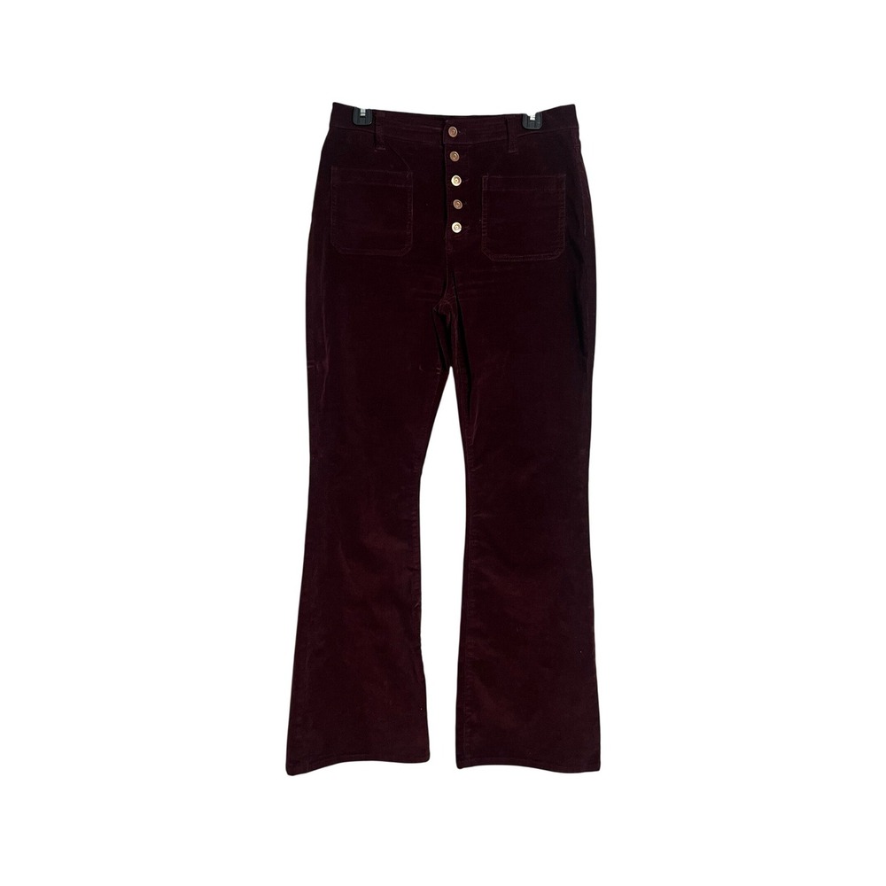 Fashion Nova Burgundy Corduroy Flare‎ Pants Button Fly High Rise Size 11/30